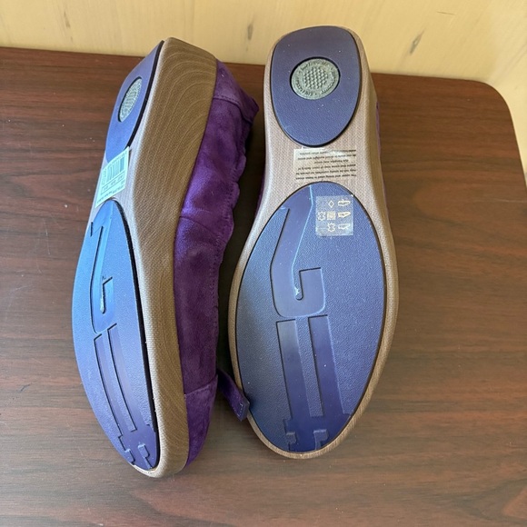 Fitflop F- Pop Ballerina Pom Purple Suede Women's Flats Sz.9 - Picture 3 of 4